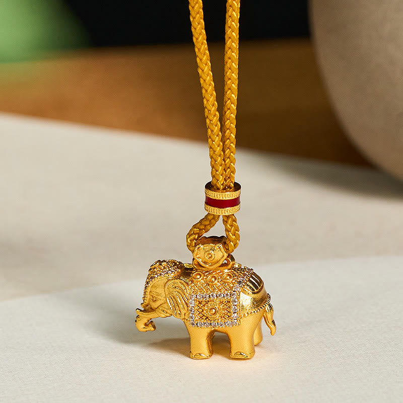 Kette Vergoldetes Messing Elefant Anhänger Symbol für Stärke