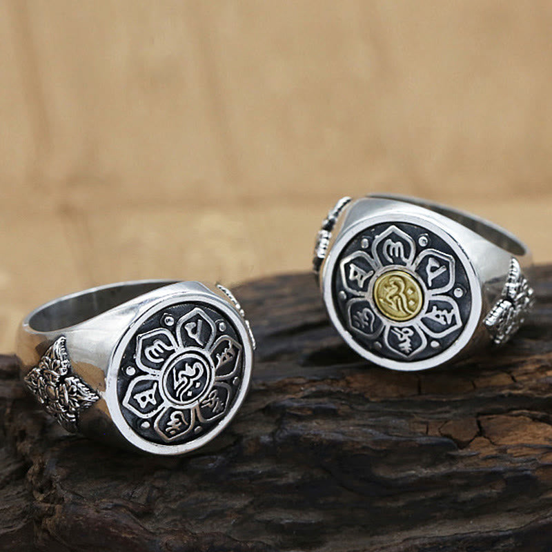 Ring Kupfer Om Mani Padme Hum Klarheit Silber buddhistische Symbolik