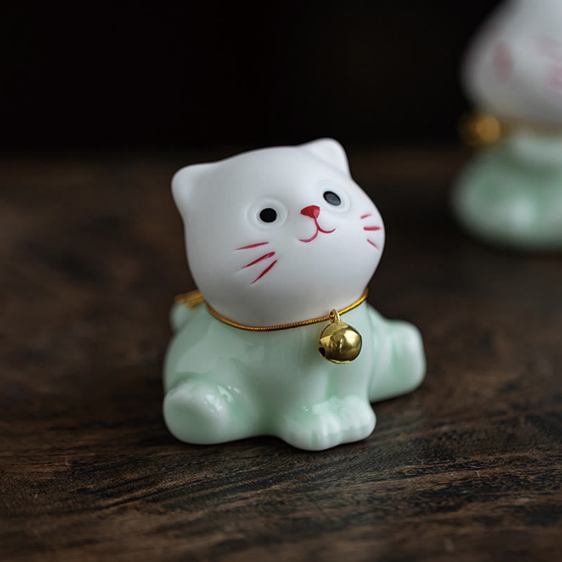 Kleine Dekofiguren Katze Keramik Geschenk