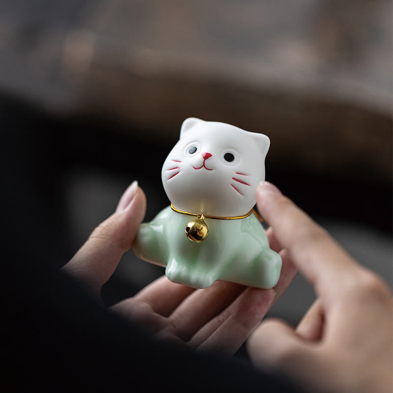 Kleine Dekofiguren Katze Keramik Symbol