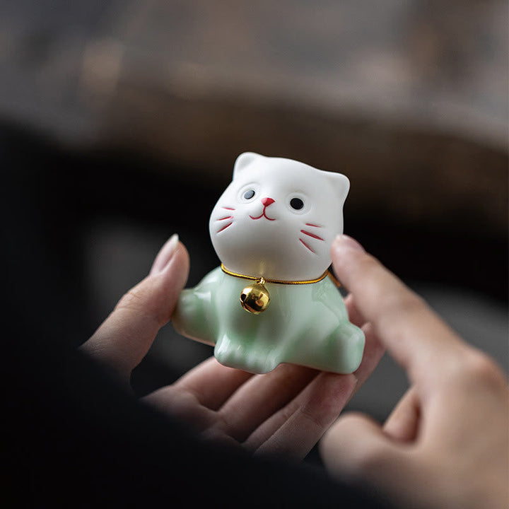 Kleine Dekofiguren Katze Keramik Symbol