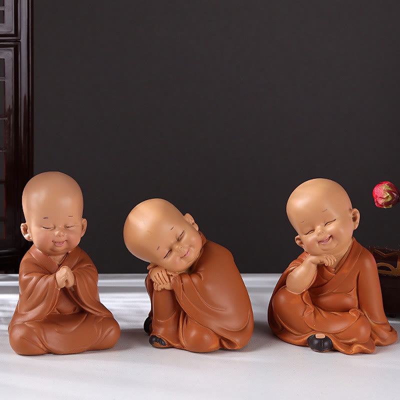 Kleiner Buddha Figur Mönch Harz Deko