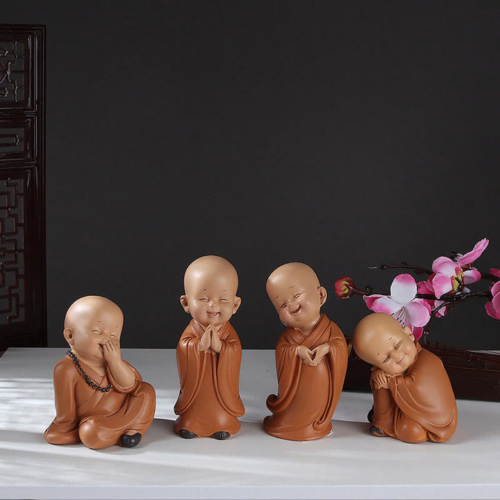 Kleiner Buddha Figur Mönch Harz Feng Shui