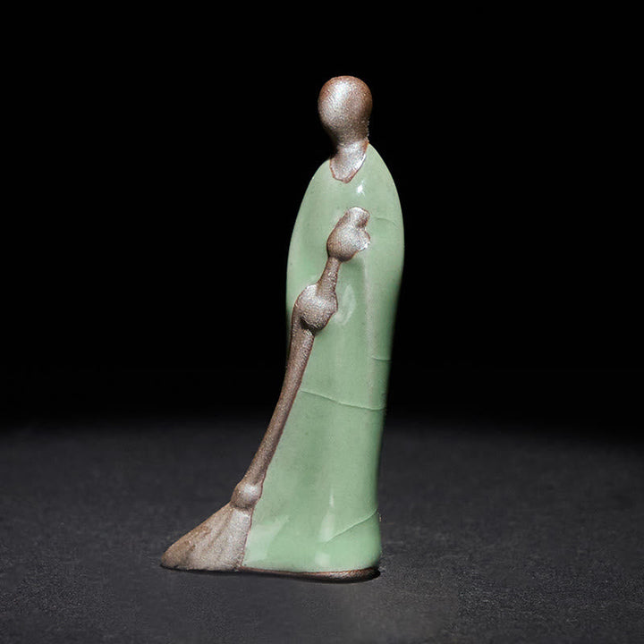 Kleiner Buddha Figur Mönch Keramik Deko