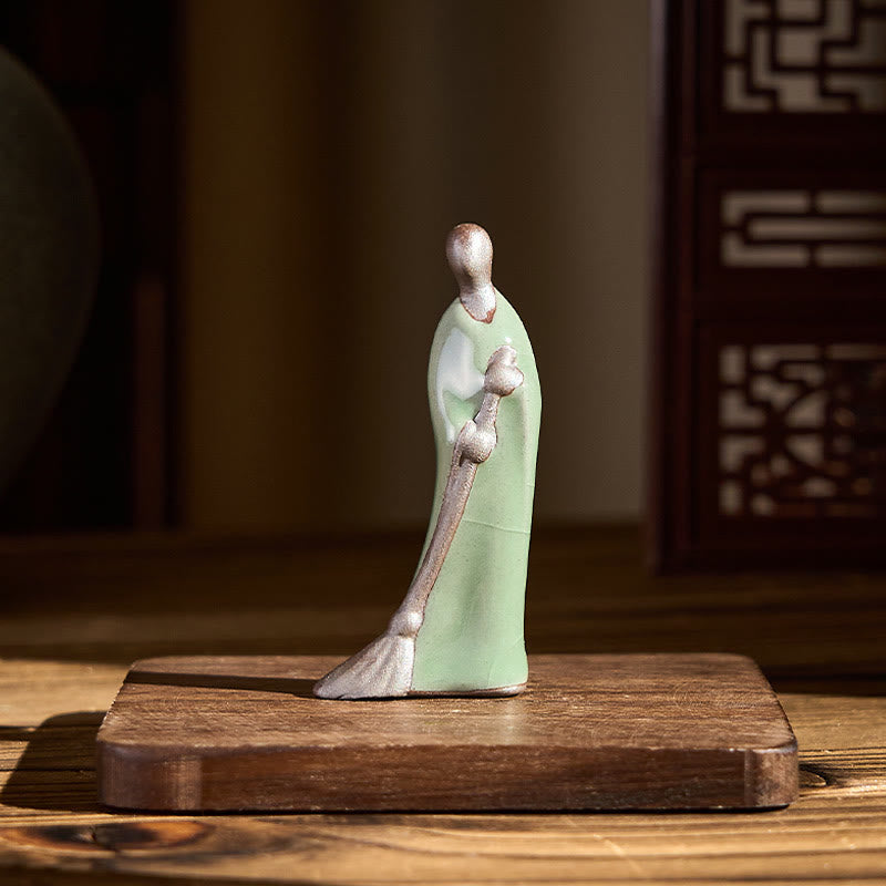 Kleiner Buddha Figur Mönch Keramik Feng Shui