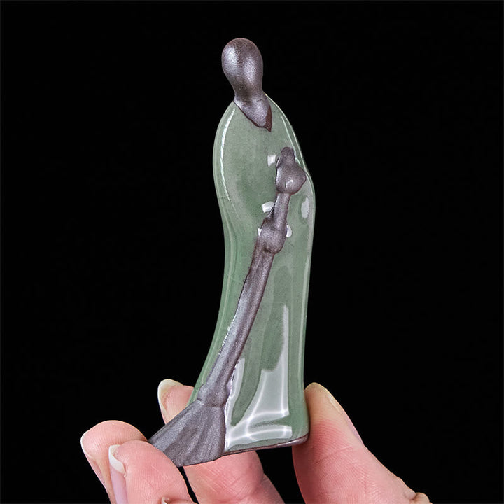 Kleiner Buddha Figur Mönch Keramik Statue