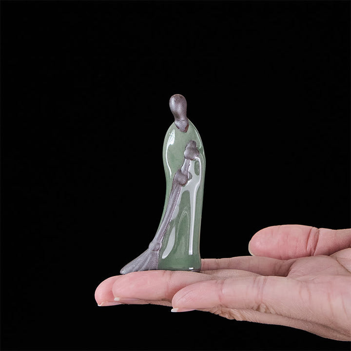 Kleiner Buddha Figur Mönch Keramik Wohnzimmer