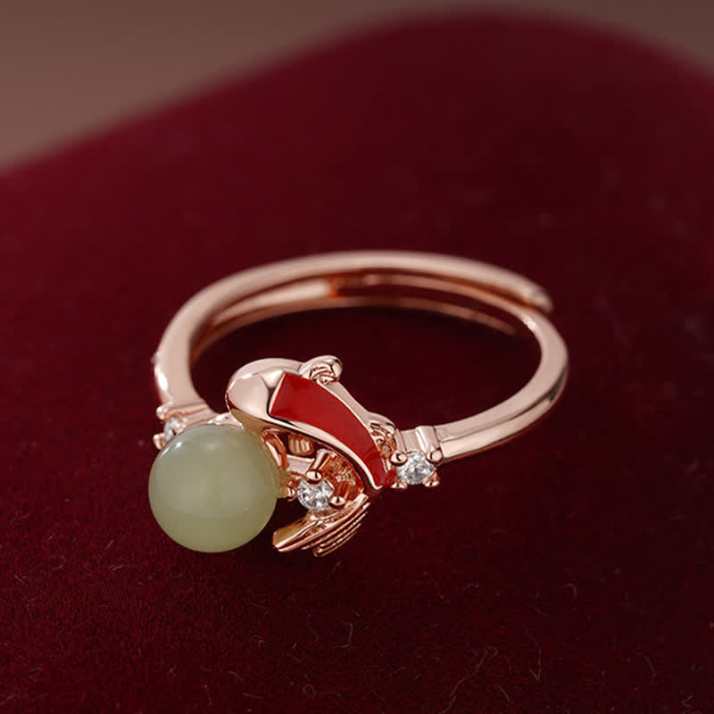 Ring Kupfer Koi Fisch Perle Jade Erfolg Glück Fengshui Wohlstand