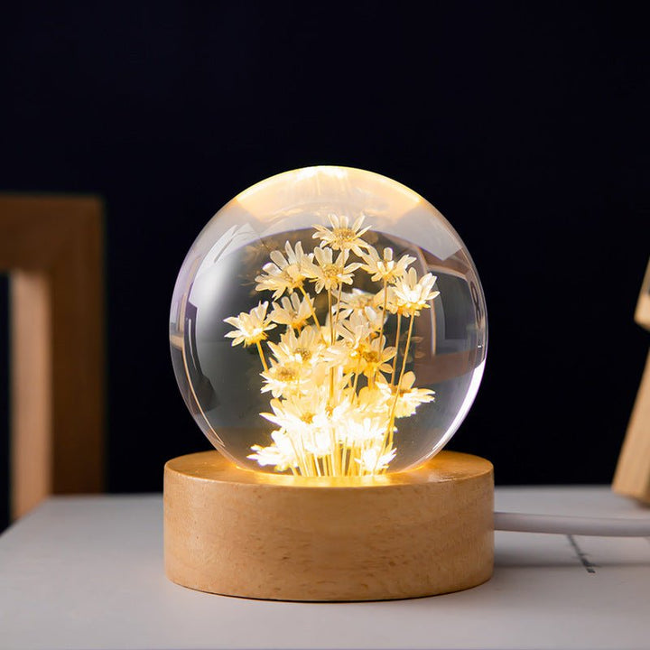 Kristallkugel Gelbes Gänseblümchen Lampe