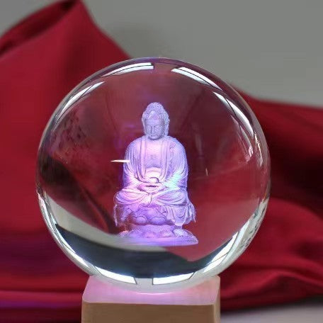 Kristallkugel Lampe Buddha LED