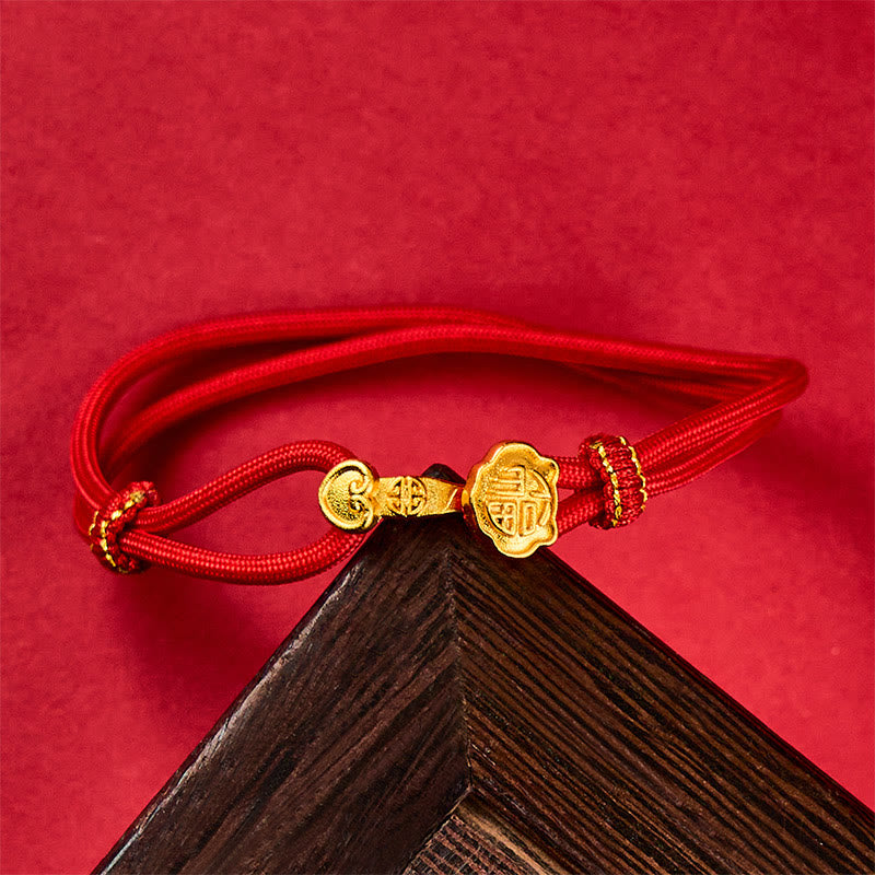 Armband Kupfer Fu-Zeichen rotes Seil Glück Energie chinesisches Glücksbringer Schmuck