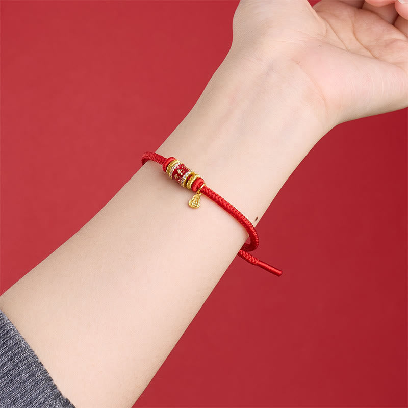 Armband Kupfer Om Mani Padme Hum Glück Energie rotes Band Handgelenk