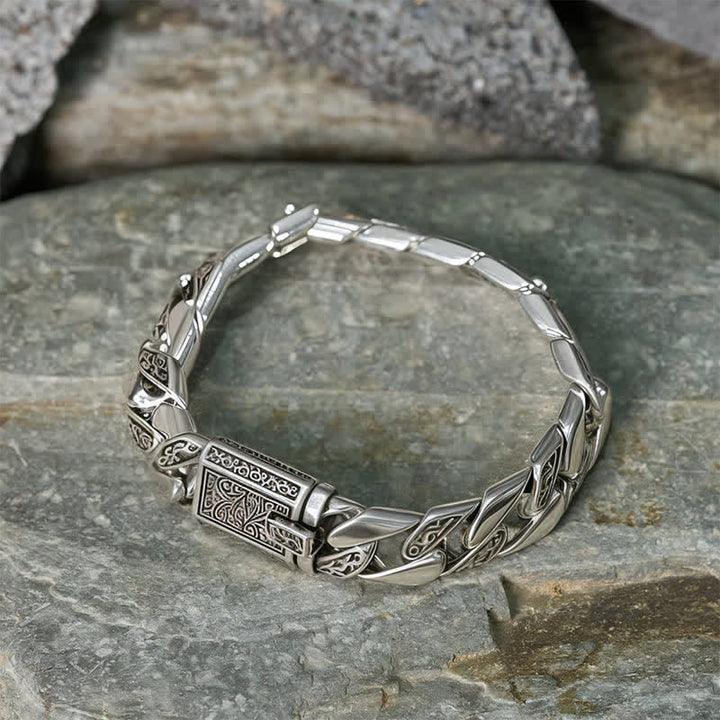 Armband Kupfer Blume Glück Segen Silber graviert auf Stein präsentiert