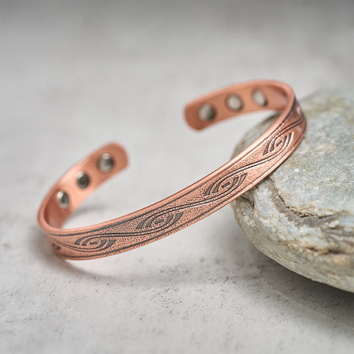 Armband Kupfer Spiral – Balance mit Magneten graviert auf Stein