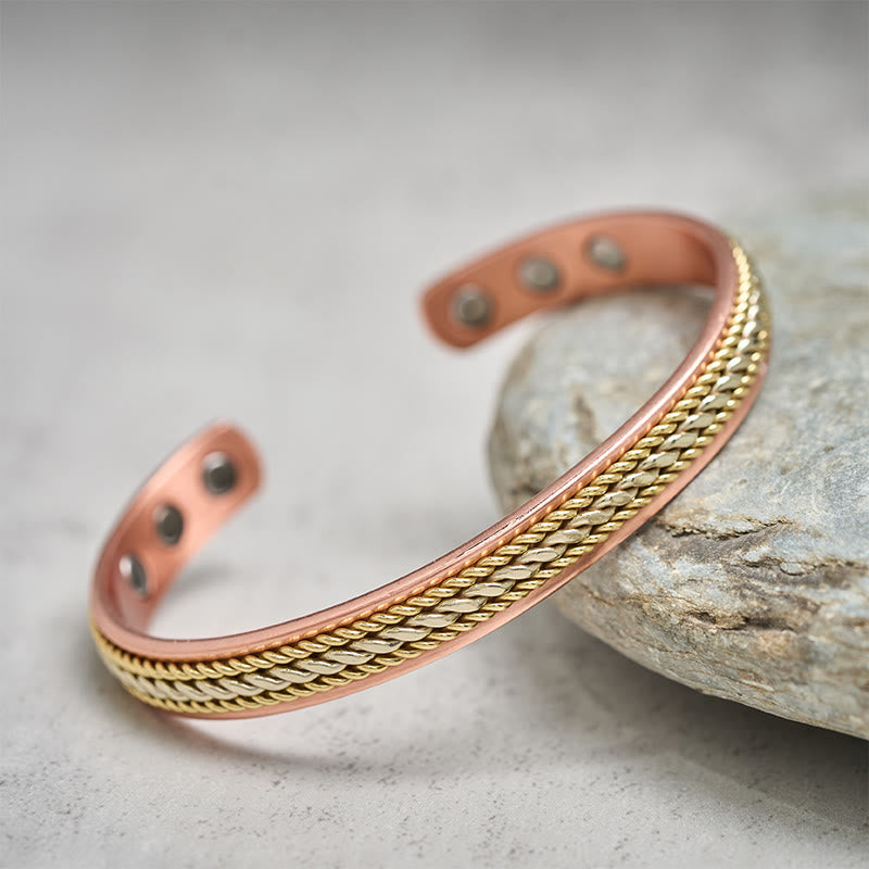 Armband Kupfer Glück Balance Stärke geflochten magnetisch auf Stein