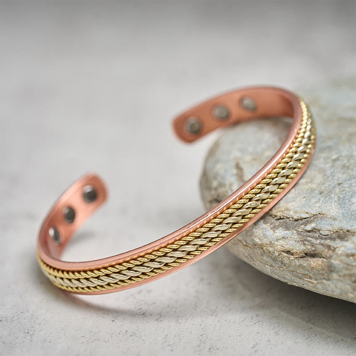 Armband Kupfer Glück Balance Stärke geflochten magnetisch auf Stein