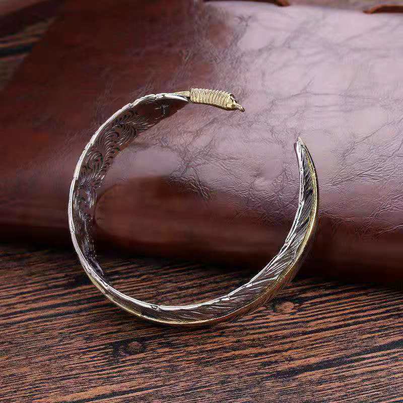 Armband Kupfer Buddha Federmuster Glück Reichtum Schmuck Handgelenk offen