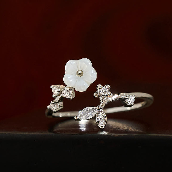 Ring Kupfer Weiße Blume Heilung Kristalle Schutz Glück Fengshui