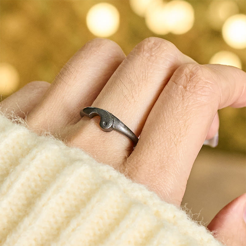 Kupfer Ring Yin Yang Harmonie Fengshui getragen auf Hand Fingerring