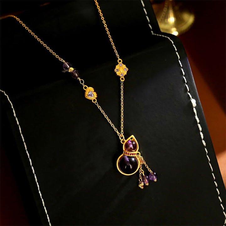 Amethyst Kette Kupfer Kettenhänger Naturstein Meditation Schmuck Anhänger