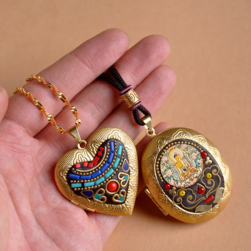 Kette Kupfer Kwan Yin – Wohlstand bunte Anhänger Meditations Schmuck Hand