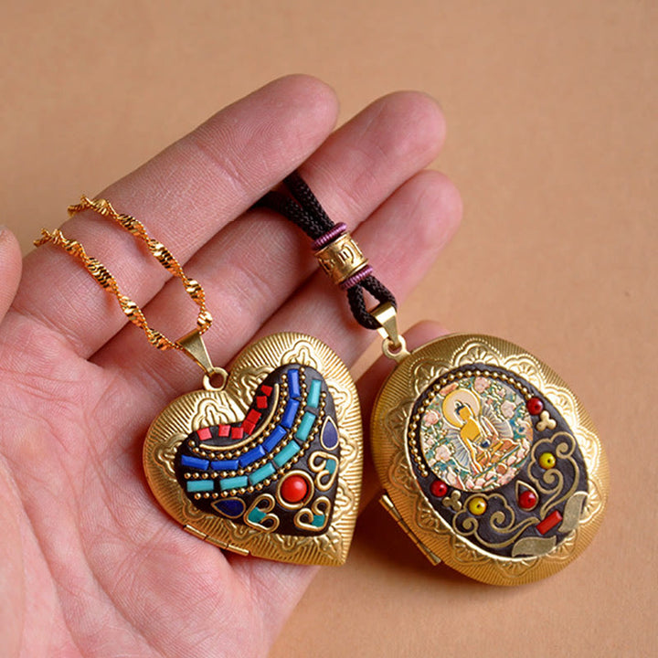 Kette Kupfer Kwan Yin – Wohlstand bunte Anhänger Meditations Schmuck Hand