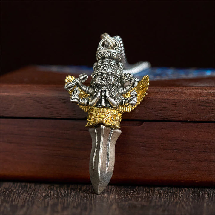 Kette mit Kupfer Vajra Drei Köpfe Tibet Heilung Schmuckanhänger