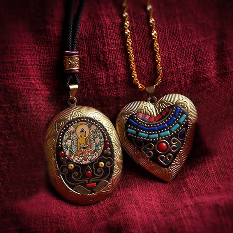 Kupfer Kette mit Buddha Kwan Yin Anhänger Wohlstand Symbol