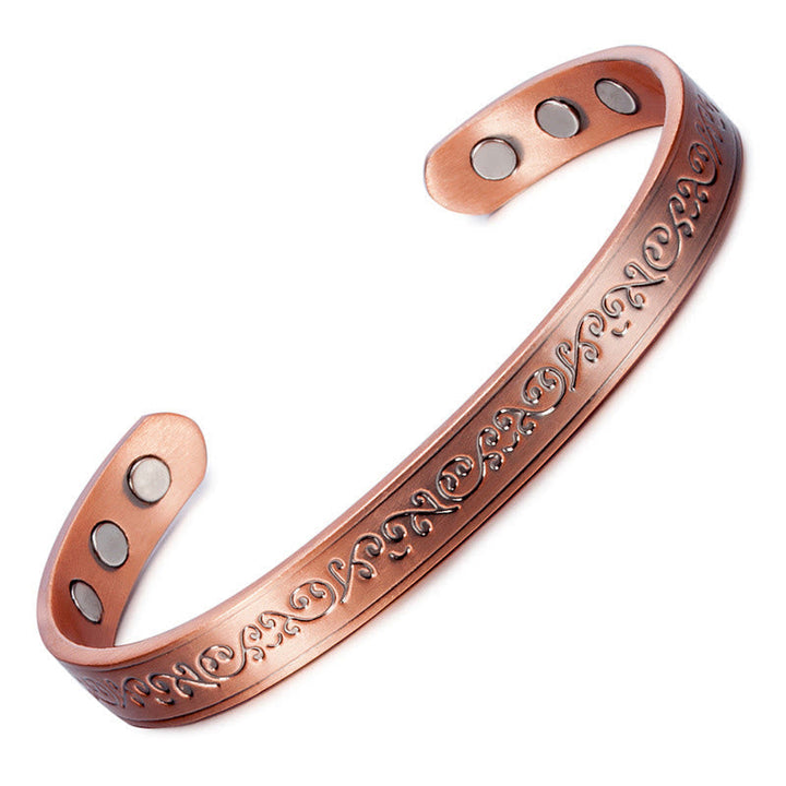 Armband Kupfer Engraved Patterned Balance offener Reif graviert magnetisch Handgelenk Schmuck