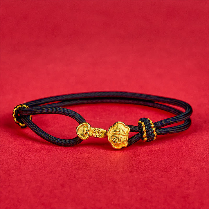 Armband Kupfer Fu-Zeichen Glück Energie schwarzes Band goldener Anhänger Handgelenk