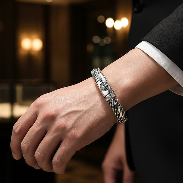 Armband Kupfer Wide Chain Glück am Handgelenk Herren elegant getragen