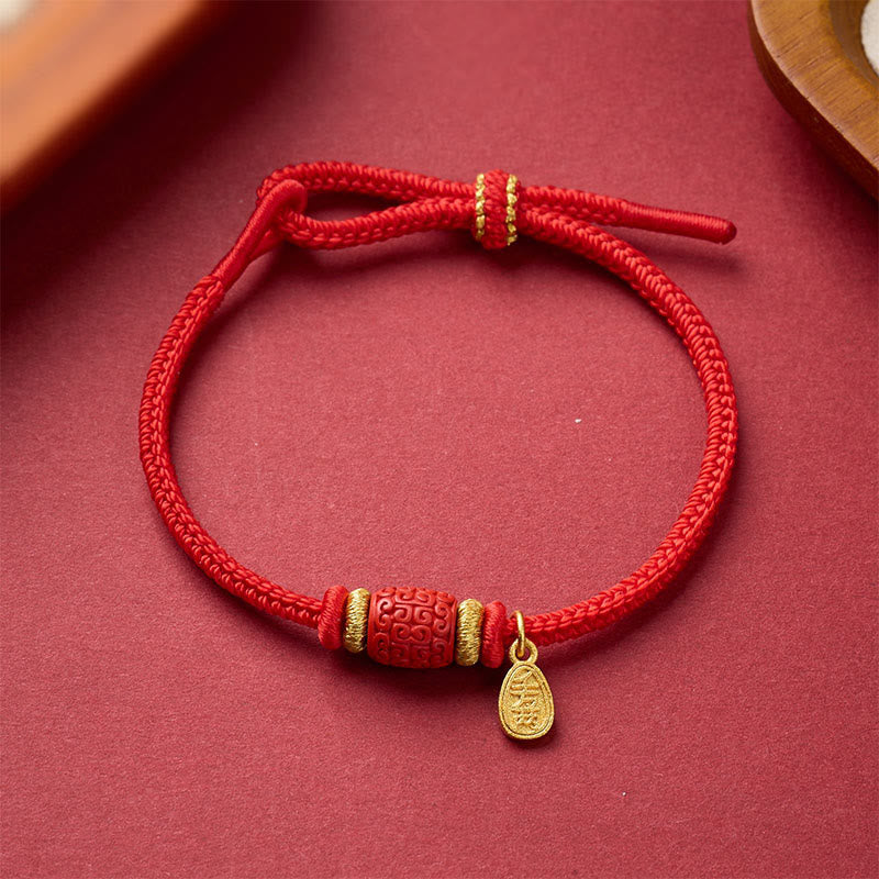 Rotes Armband mit Kupfer Om Mani Padme Hum Perle Glück Energie Schutz