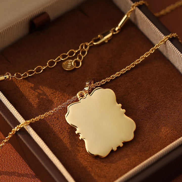 Goldkette Blütenanhänger Kupfer Perle Naturstein Heilung Schmuck