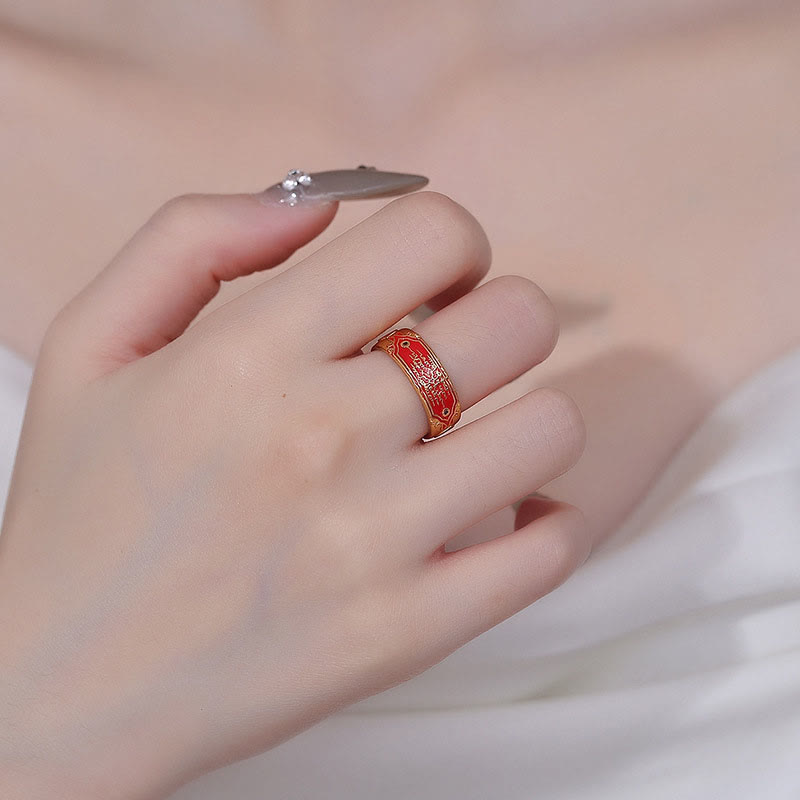 Ring Kupfer mit Fünf Schriften Heilung Feng Shui Schutz getragen