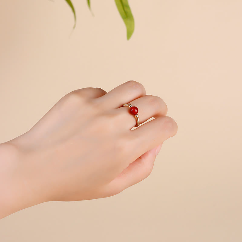 Ring Kupfer Naturstein Perle rot Heilung Schutz getragen Hand