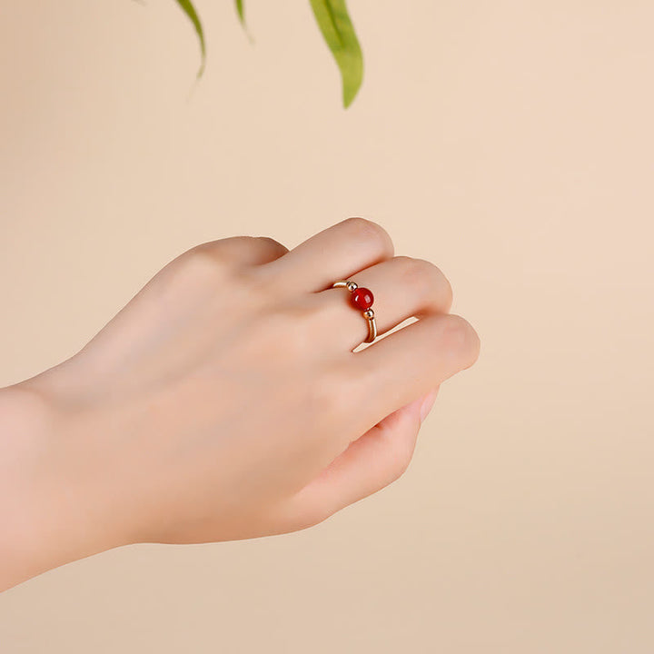 Ring Kupfer Naturstein Perle rot Heilung Schutz getragen Hand