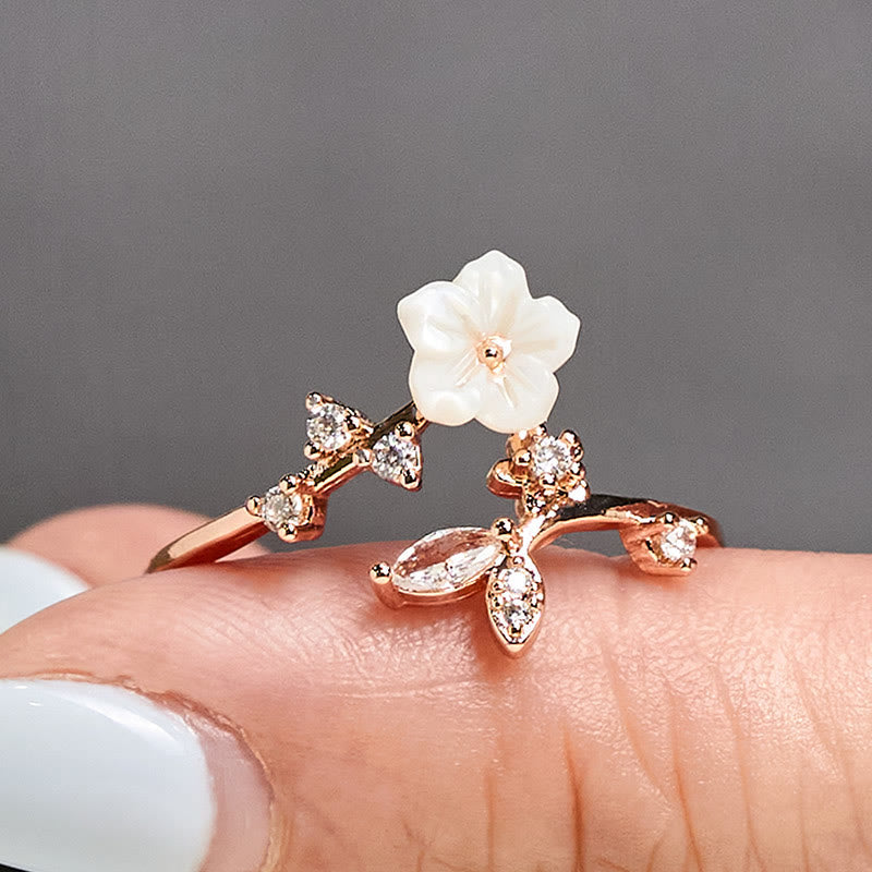 Ring aus Kupfer weiße Blume – Heilung Feng Shui Schutz elegant