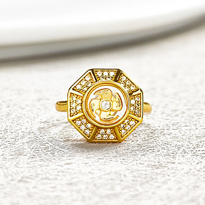 Kupfer Ring Windmühle Glück Wohlstand Pixiu Fengshui Schutz Amulett