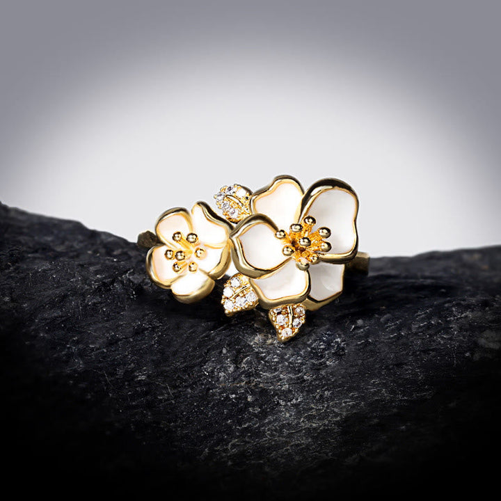 Ring Kupfer Daisy Blüten Glück Balance vergoldet elegant Schmuck