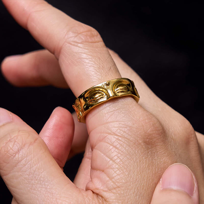 Kupfer Ring mit Meditierender Buddha Motiv Ruhe und Spiritualität