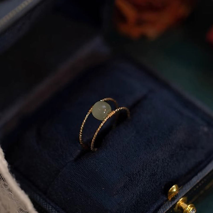 Ring Kupfer Jade Perle Glück Schutz Fengshui Meditation