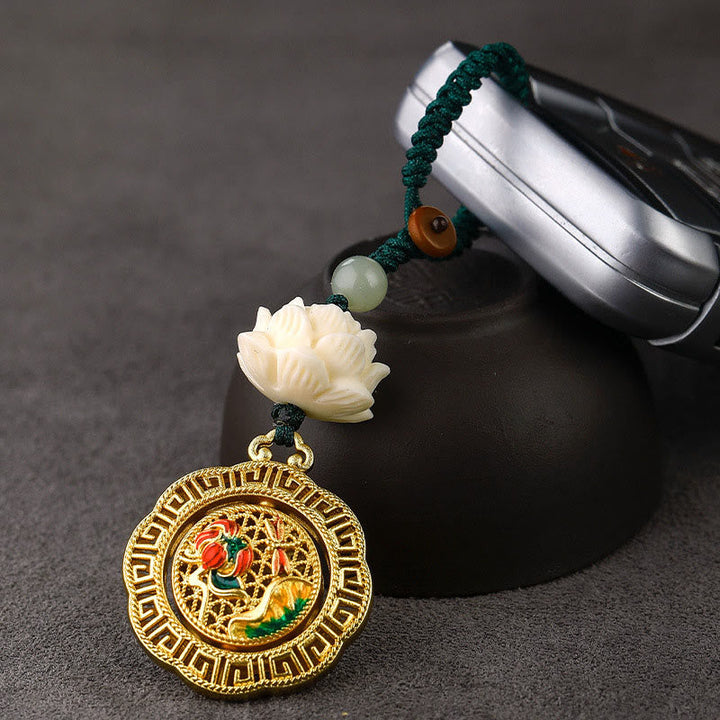 Schlüsselanhänger Bodhi Jade Kupfer – Frieden Lotus Glücksbringer spirituell