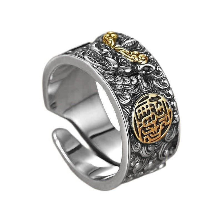 Pixiu Ring Kupfer Fengshui Wohlstand Drache vergoldet Schutz Glück