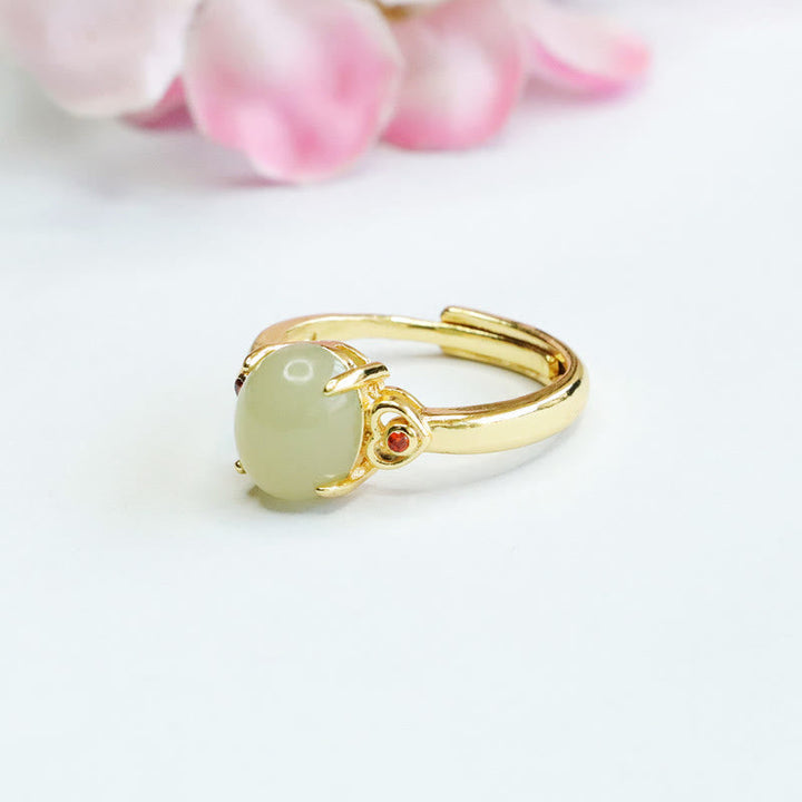Ring Kupfer Hetian Jade Herz Gold Glück Fengshui Schutz