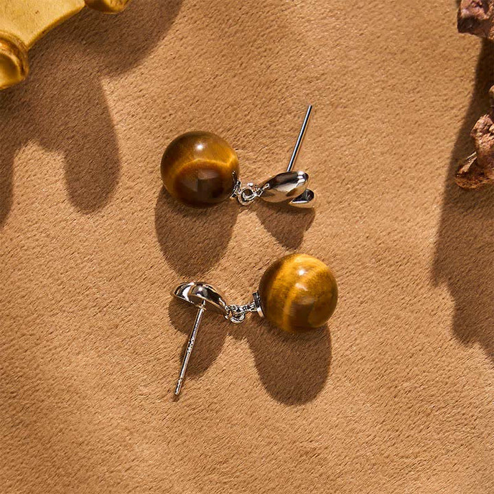 Ohrringe Tigerauge Herz Kupfer Edelstein Boho Schmuck spirituell Ohrstecker