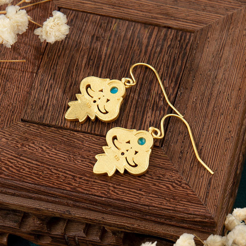 Ohrringe Kupfer Türkis Emaille goldfarben Boho Schmuck spirituelle Ohrhänger