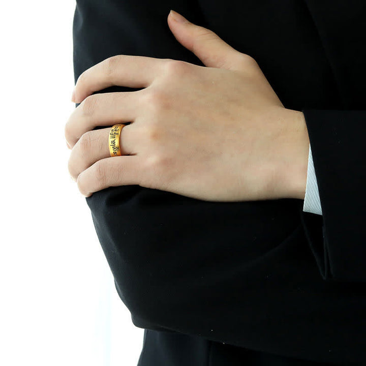 Kupfer Ring Om Mani Padme Hum getragen Hand Spiritueller Schmuck Weisheit