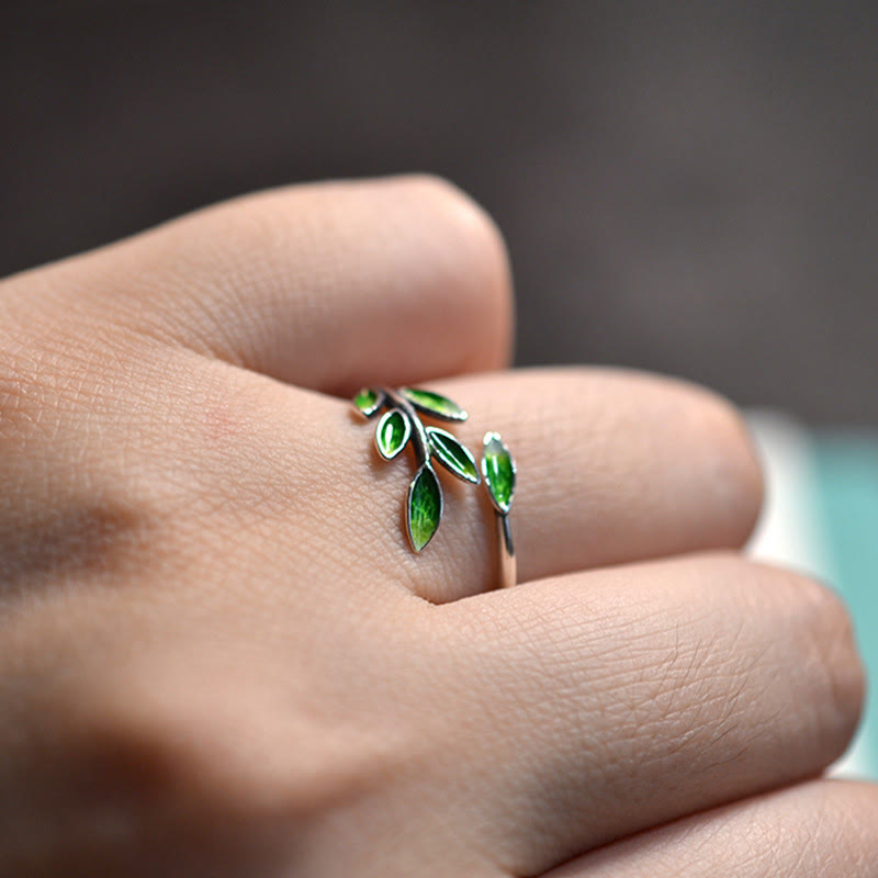 Ring Kupfer Buddha Stein Blatt grüne Blätter getragen Wohlstand Glück
