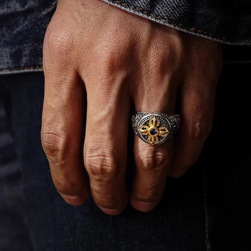 Ring Kupfer Tibetkreuz Vajra – Balance elegant getragen Hand Spiritualität