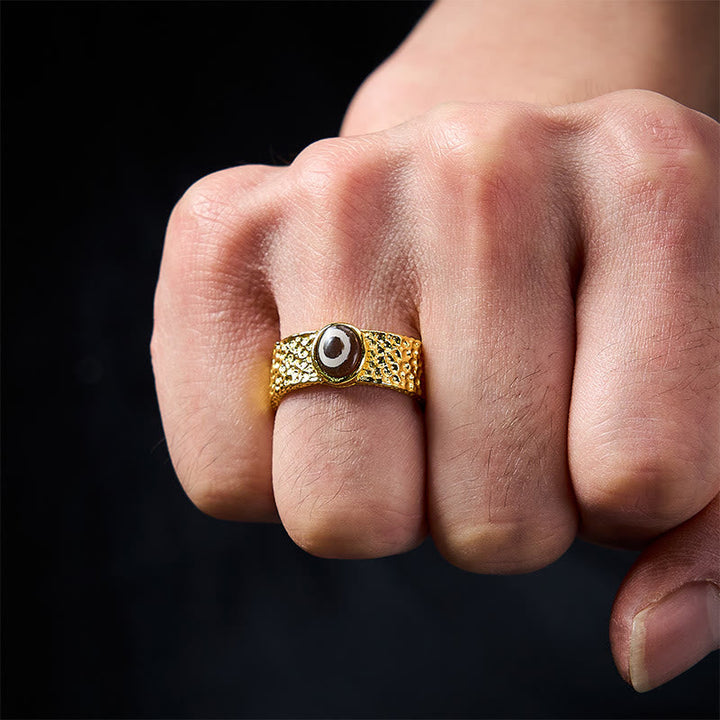 Ring Kupfer DZI Perlen Pixiu getragen Wohlstand Glück